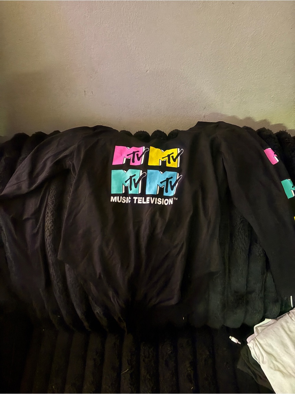 MTV Black Bodysuit with Pink Yellow Teal Logo